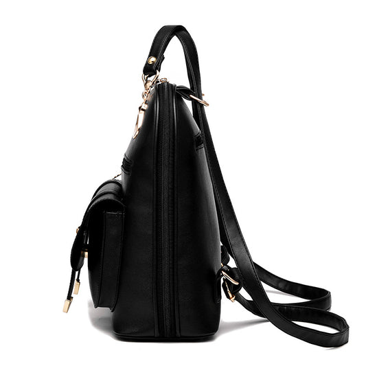 Fashion convertible PU leather backpack that transforms into a shoulder bag for work, travel, and shopping.