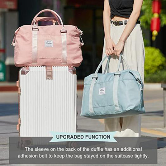 Lightweight nylon gym duffel bag with spacious interior and zipper closure