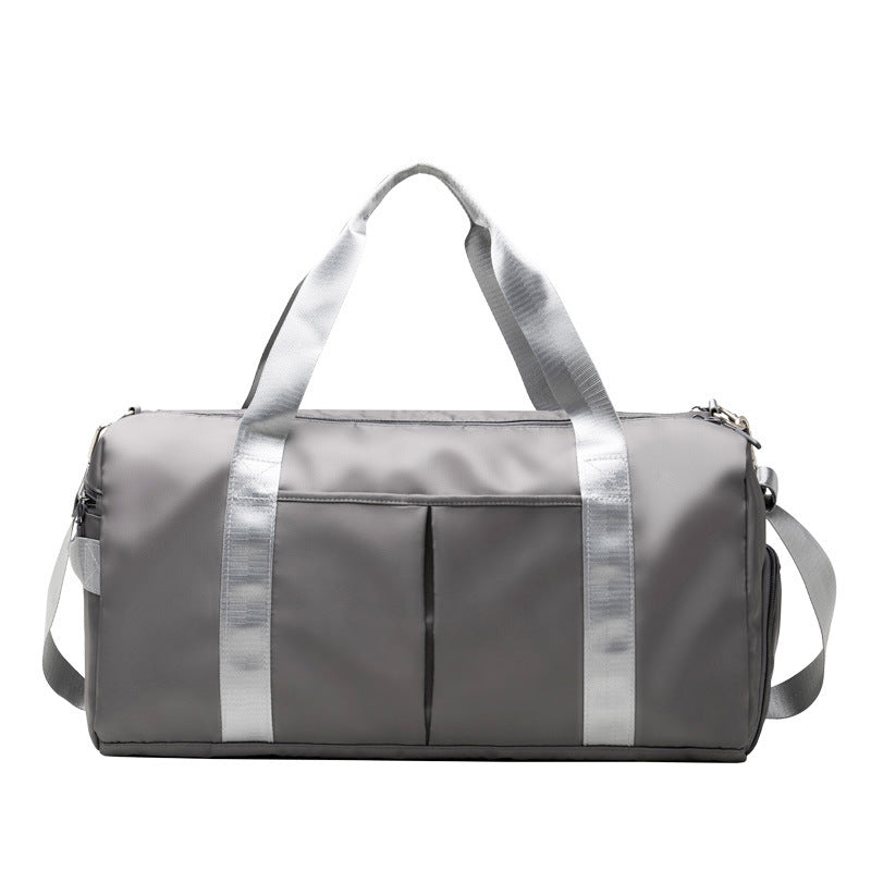 Lightweight waterproof weekender bag with spacious interior for clothing, shoes, and travel essentials.