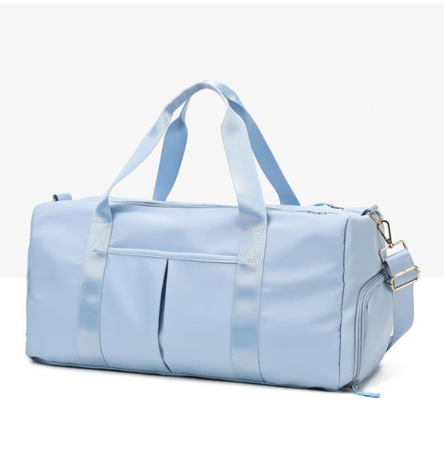 Waterproof travel duffel bag offering 36–55L capacity for sports equipment and luggage organization.