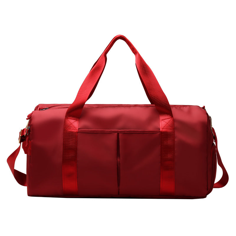 Waterproof gym duffel bag available in black, red, blue, pink, gray, green, and purple colors.