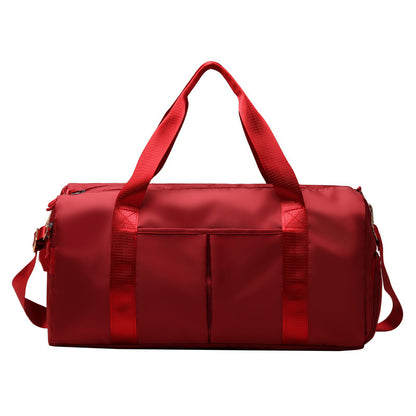 Waterproof gym duffel bag available in black, red, blue, pink, gray, green, and purple colors.