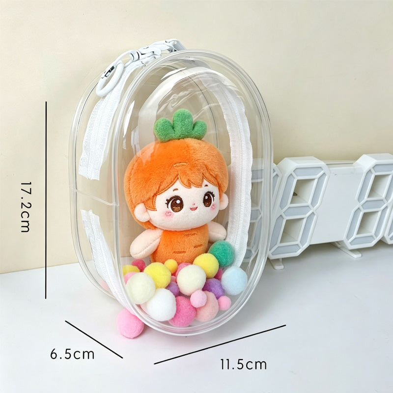 Close-up of zipper closure on PVC doll storage backpack