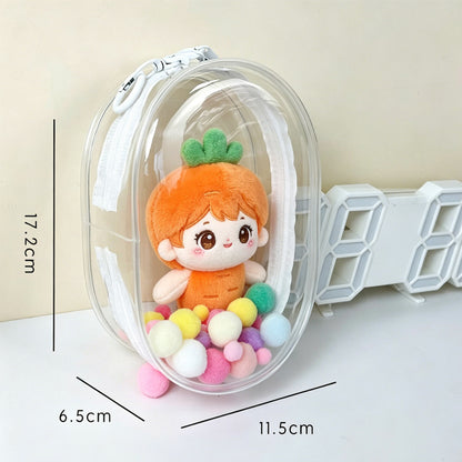 Close-up of zipper closure on PVC doll storage backpack